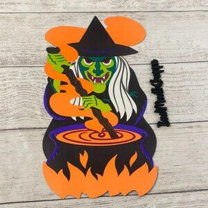*Vintage Halloween Neon Witch HTF 17" Die Cut 70s 80s